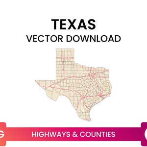 Autostrade e contee del Texas, USA / Road Map File SVG multistrato / Download vettoriale