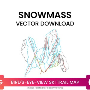 Ski Trail Kaart van Snowmass, Colorado, Verenigde Staten | Skikaart Multi-Layer SVG File | Vector downloaden