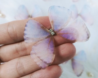 Galaxy Silk Organza Butterfly Applique with Diamonds - 3D Bridal Embellishment (2 pc)