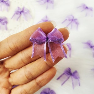 Lavender Organza Ribbon Bows: Handmade Craft Sewing Embellishments (25/50 Pcs)