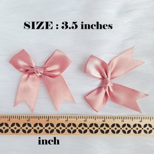 10 Large Dusty Pink Bows 3.5'' XL,Rose Gold Ribbon Bows,Hand tied Fray-checked,Party Favor Gift Bag Bows,Big Satin Gift Bows,Birthday Decor image 4