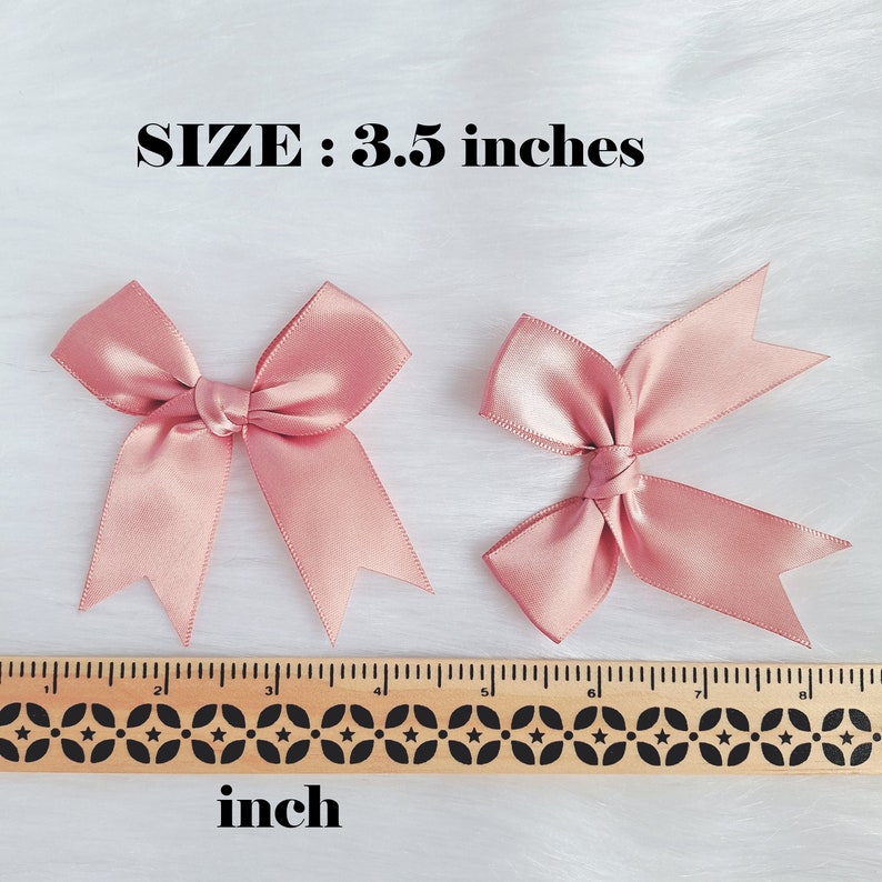 10 Large Dusty Pink Bows 3.5'' XL,Rose Gold Ribbon Bows,Hand tied Fray-checked,Party Favor Gift Bag Bows,Big Satin Gift Bows,Birthday Decor image 4