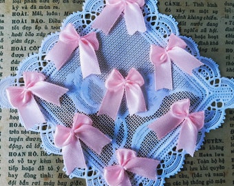 Pink Satin Bows (25/50 pcs), Silk Gift Bows, Baby Girl Shower, Pink Ribbon Bows, Lingerie Bows, Craft Bows,Gift Tag Bow, Card Invitation Bow