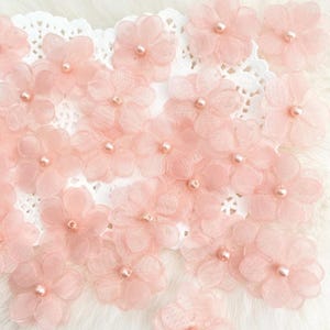 10/20 pcs Fleur rose poudré, Fleur pêche pâle, Embellissement floral, Fourniture travaux manuels pour mariage, Décoration de cadeau, Fourniture pour fabrication de cartes, Appliqué pour déguisement