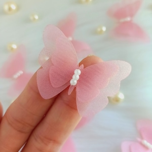 Rosaline 3D Schmetterling Organza mit Perlen (5/10 Stück), Verschönerung Kostüm, Dessous Finish, Nähzubehör, Puppenherstellung, Braut Craftt