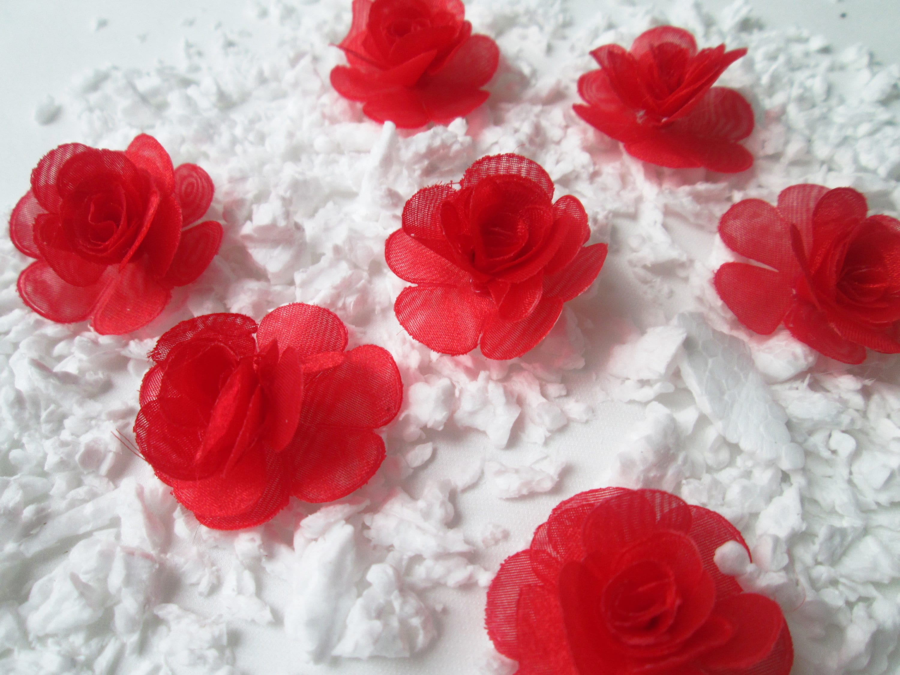 Red Organza Roses 10/20pcsRed Fabric Etsy
