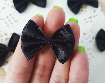 10 Black Bow Ties 1.5 inches, Black Fabric Bows,Small Bows for Craft,Mini Black Bow Tie,Costume Making Bows, Black Bows Applique, Sew on Bow