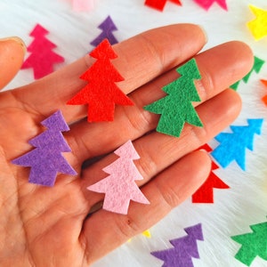 25 Filz Weihnachtsbäume, 1 Zoll, Weihnachten Urlaub Dekor, Kartenherstellung, Scrapbooking Versorgung, Filz Applikation Noel, gepolstert gestanzt, Mix Wollfilz Bäume