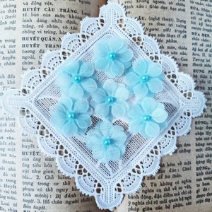 10/20 Blauwe kersenbloesem, babyblauwe bloemen, bruiloftsdecoratie, gunsten maken, kaarten maken, handgemaakte ambachtelijke levering, stoffen naaien