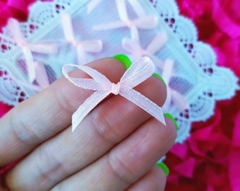 Light Pink Satin Bows (25/50pcs), Pastel Bowws, Craft Bows,Bows Embellishment,Card Bows,Shower Gift Bows, Small Bows for Crafts, Satin Knots
