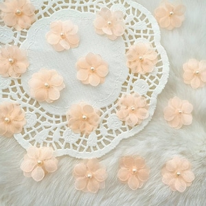 Bleke perzikbloemen 1 inch, blos kersenbloesem, bloemenversiering, bruiloft ambachtelijke levering, voorraad kaarten maken, bloemen opnaaien, modevak