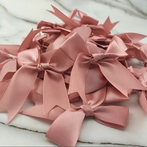 10 Large Dusty Pink Bows 3.5'' XL,Rose Gold Ribbon Bows,Hand tied Fray-checked,Party Favor Gift Bag Bows,Big Satin Gift Bows,Birthday Decor image 5