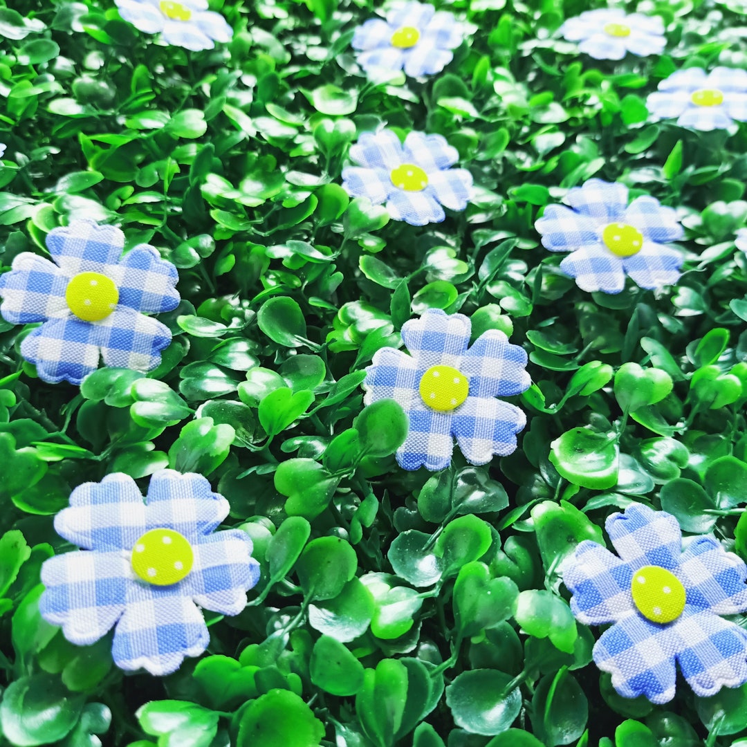 Blue Gingham Fabric Die Cut Flowers 10/20 pcs Miniature Etsy France