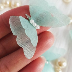 Mint 3D Schmetterling Organza mit Perlen (5/10 Stück), Verschönerung Kostüm, Dessous Finish, Nähen Versorgung, Puppenherstellung, Braut Handwerk