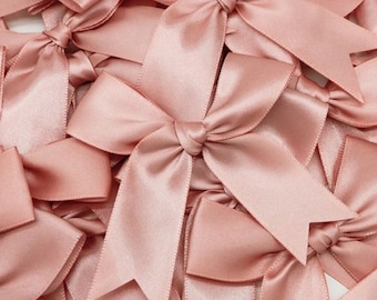 10 Large Dusty Pink Bows 3.5'' XL,Rose Gold Ribbon Bows,Hand tied Fray-checked,Party Favor Gift Bag Bows,Big Satin Gift Bows,Birthday  Decor