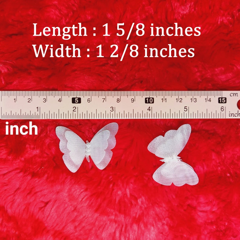 White 3D Butterfly Organza With Pearl Beads 5/10 pcs,Embellishment Costume,Lingerie Making,Sewing Supply,Doll Making,Bridal Craft,Headband image 6