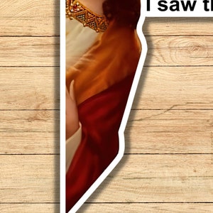 May include: A close-up of a painting of Jesus Christ with a mustache and a beard. The painting is in a vintage style and the colors are muted. The text "I saw the" is visible in the image.