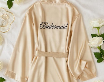 PERSONALISED Embroidered WEDDING ROBES |Satin Bridesmaid Robes|Getting Ready Robes|Bridal Party Robes|Wedding Robes|Bridesmaid Robes