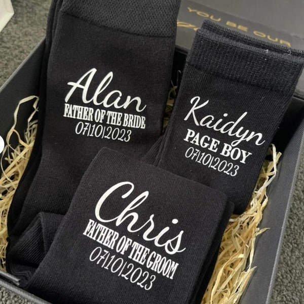 PERSONALISED Groom Groomsmen Bestman SOCKS|Wedding Socks|Bestman Groomsmen gift box socks|Custom Socks|Name Socks father of the bride groom