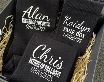 PERSONALISED Groom Groomsmen Bestman SOCKS|Wedding Socks|Bestman Groomsmen gift box socks|Custom Socks|Name Socks father of the bride groom