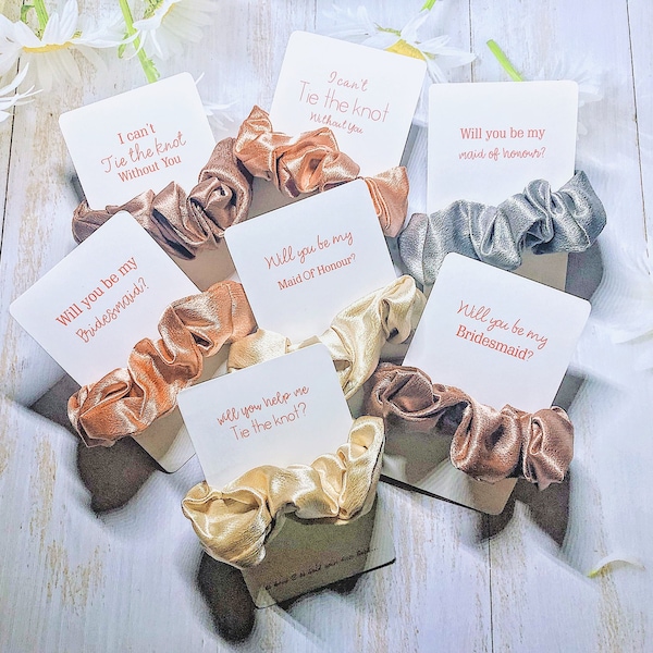 Scrunchie Bridesmaid Gift Rose gold word|Hair tie part favour|Bridesmaid proposal Gift|Wedding party|Bridal hair tie|Scrunchie Bachelorette