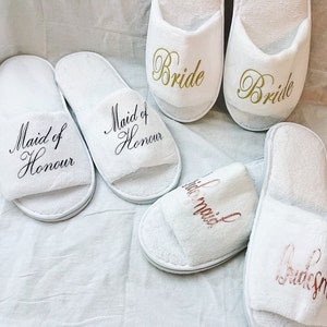 PERSONALISED bridesmaids SLIPPERS|Wedding Slippers|Bridal shower gift|Bride slippers|Getting ready slippers|Custom Slippers|Name Slipper