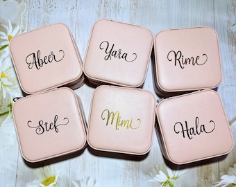 PINK PERSONALISED JEWELLERY Box|Custom Travel Case|Bridesmaid Proposal|Travel custom jewellery box|Accessories case|Bridesmaid gift