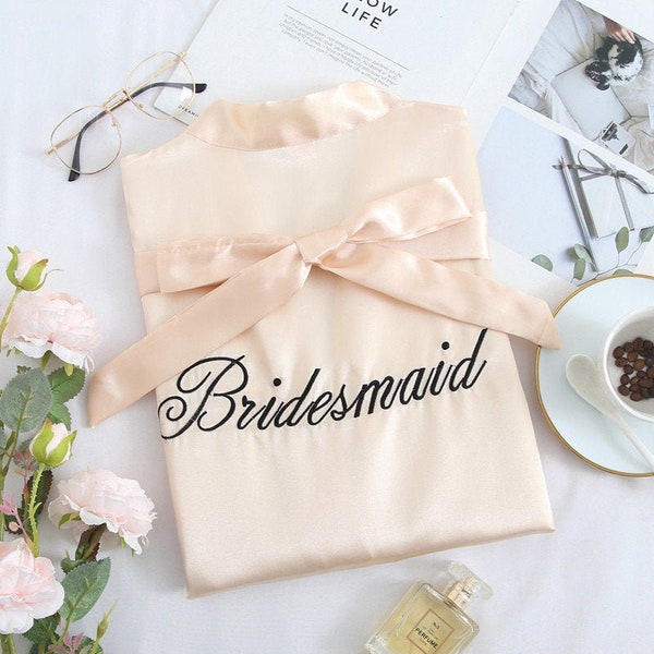 PERSONALISED WEDDING ROBES black|Satin Bridesmaid Robes|Getting Ready Robes |Bridal Party Robes |Wedding Robes|Bridesmaid Robes|Bride Robe|