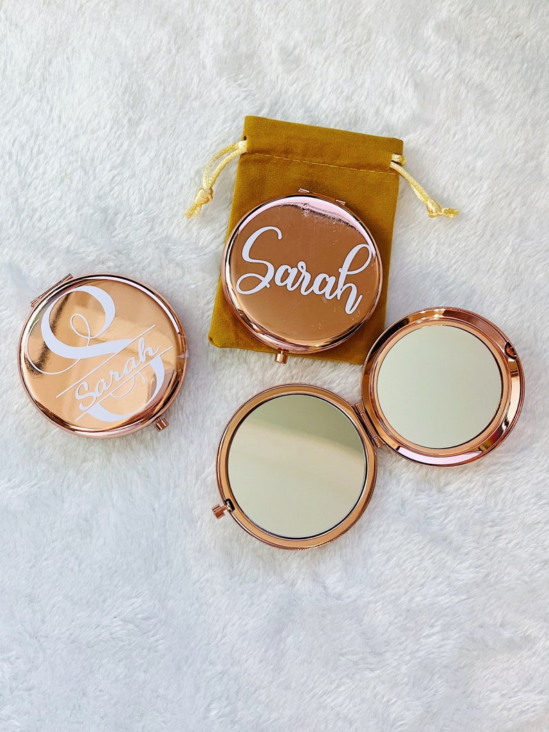 PERSONALISED Rose Gold COMPACT MIRROR Custom Name Mirror Etsy