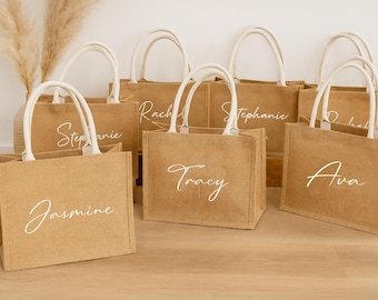 Personalised Burlap Jute Bag|bridesmaids bag|Eco friendly tote bag|custom name bag|custom tote bag|Wedding favour|Teacher|Birthday|Bridal