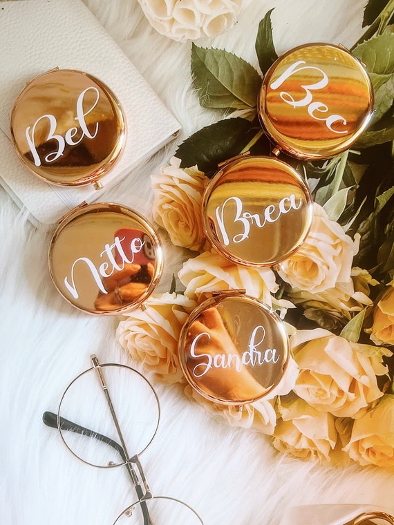 PERSONALISED Rose Gold COMPACT MIRROR Custom Name Mirror Etsy
