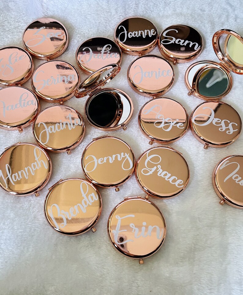 PERSONALISED Rose Gold COMPACT MIRROR Custom Name Mirror Etsy
