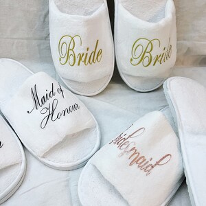 PERSONALISED bridesmaids SLIPPERS|Wedding Slippers|Bridal shower gift|Bride slippers|Getting ready slippers|Custom Slippers|Name Slipper