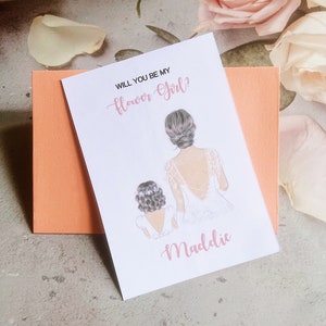 Personalised Illustrated Flower Girl Dress Proposal Card| Will you be my Flower Girl|Flower girl proposal box gift|card for flower girl