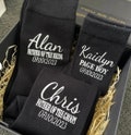 PERSONALISED Groom Groomsmen Bestman SOCKS|Wedding Socks|Bestman Groomsmen gift box socks|Custom Socks|Name Socks father of the bride groom product logo