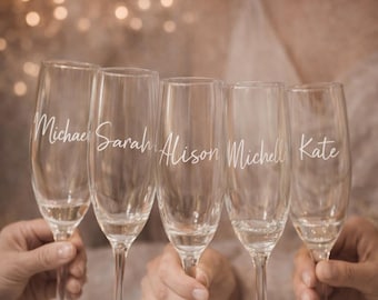Personalized Engraved Champagne Flute | Bridesmaid Proposal Gift