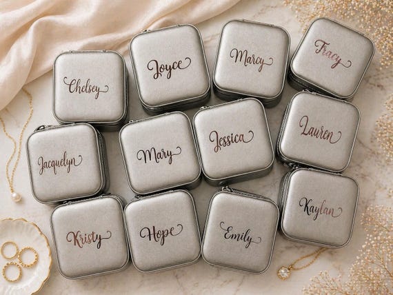 Personalised Travel Jewellery Box | Bridesmaid Proposal Gift, Custom Name Case