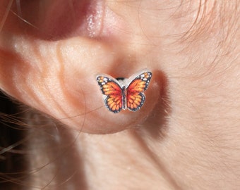 Lindos aretes de mariposa acrílica, postes de acero inoxidable hipoalergénicos, populares en este momento, idea de regalo para ella