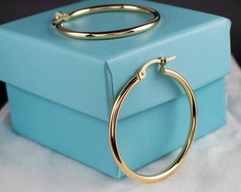 Gold hoop earrings - 10k 14k - 2.50 mm Thick - 10-70mm Diameter