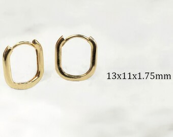 10K 14K Gold Cushion Paperclip Huggies Earrings - Christmas New Year's Gift Idea for Her Birthday Anniversary