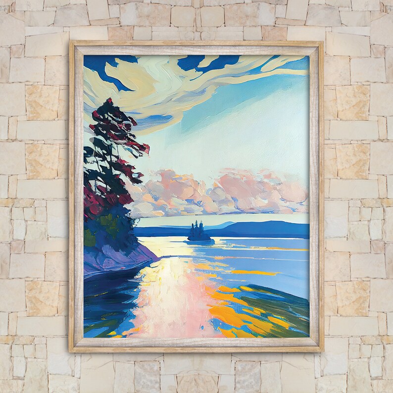 Printable Wall Art Downloadable Prints Abstract Colorful Lake Etsy