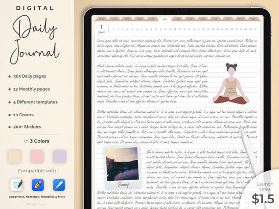 Digital Journal Digital Daily Journal Pages Digital Journal - Etsy