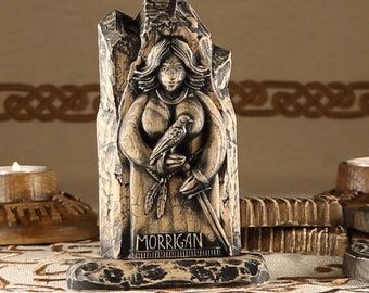 Morrigan Statue: Celtic Goddess of War Altar Carving