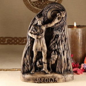 Beowa Statue: Anglo Saxon Norse Pagan God, Ash Wood Carving