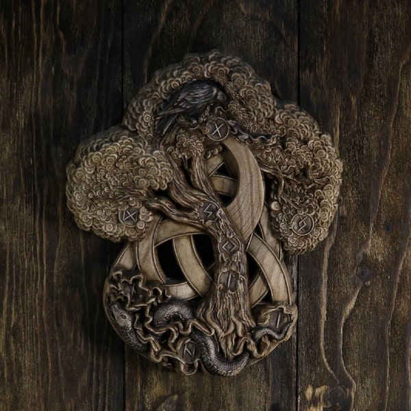 Celtic tree of life Tree of life wall art Wood carving Yggdrasil Wood wall art Carved wood panel Norse pagan Wall hanging Asatru