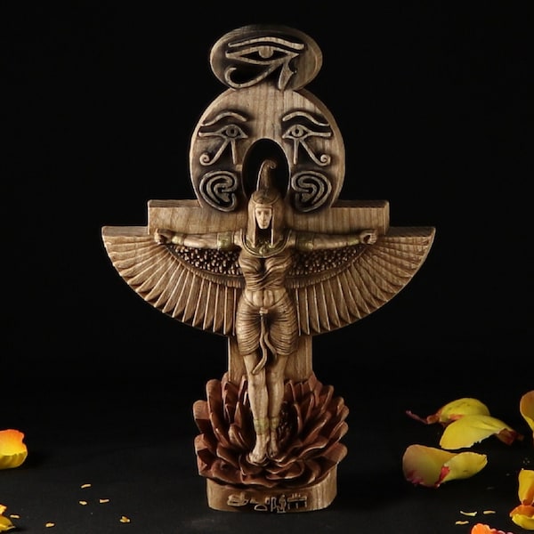 Maat, estatua egipcia, estatua de la diosa egipcia, estatua de Isis, decoración egipcia, jeroglíficos egipcios Mitología Dioses egipcios Talla de madera Wicca