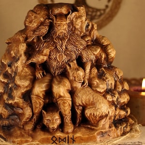 Odin statue, God odin carving, Germanic, Norse gods Heathen Wotan Norse altar Wood sculpture Viking decor Norse mythology Wood carving Pagan