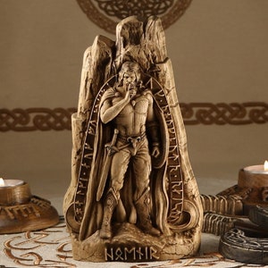 Hoenir, Norse gods, Viking decor, Asatru, Norse altar, Norse pagan Norse mythology Scandinavian Wood carving Odin Freyja Thor Wooden statue