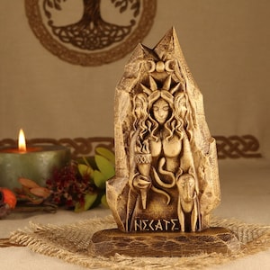 Hecate statue, Hekate, Greek sculpture, Triple goddess statue, Wiccan altar kit