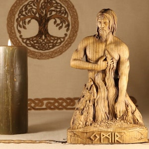 Ymir Statue: Norse Mythology Woodcarving, Pagan Altar Decor